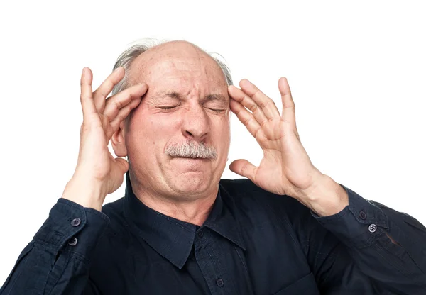 Alter Mann leidet unter Kopfschmerzen — Stockfoto