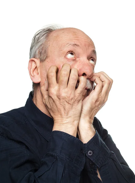 Headache. Elderly man — Stock Photo, Image