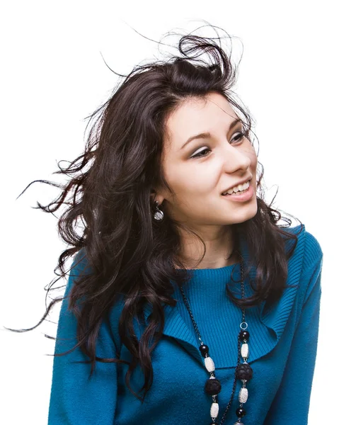 Belle jeune femme aux cheveux volants — Photo