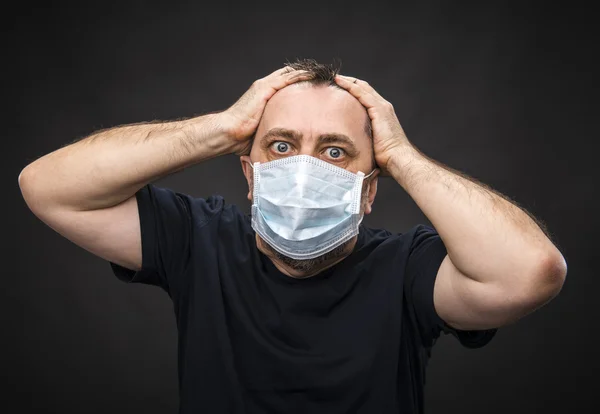 Sick old man in medical mask — Stock Photo, Image