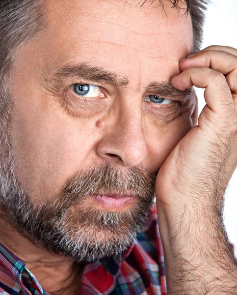 Thoughtful middle age man with hand near the face — Stock Photo, Image