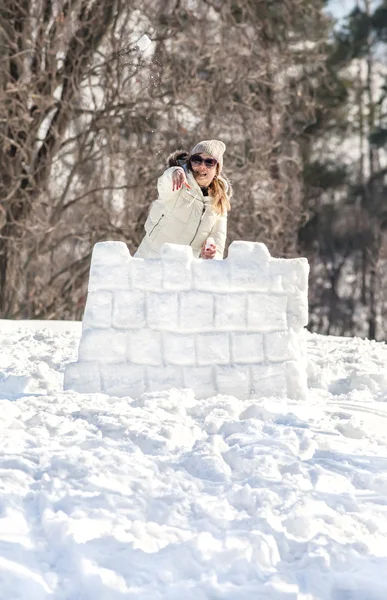 Defensa de un fuerte de nieve — Foto de Stock