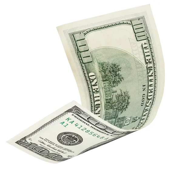 100 dolarlık banknot kırpma yolu ile — Stok fotoğraf
