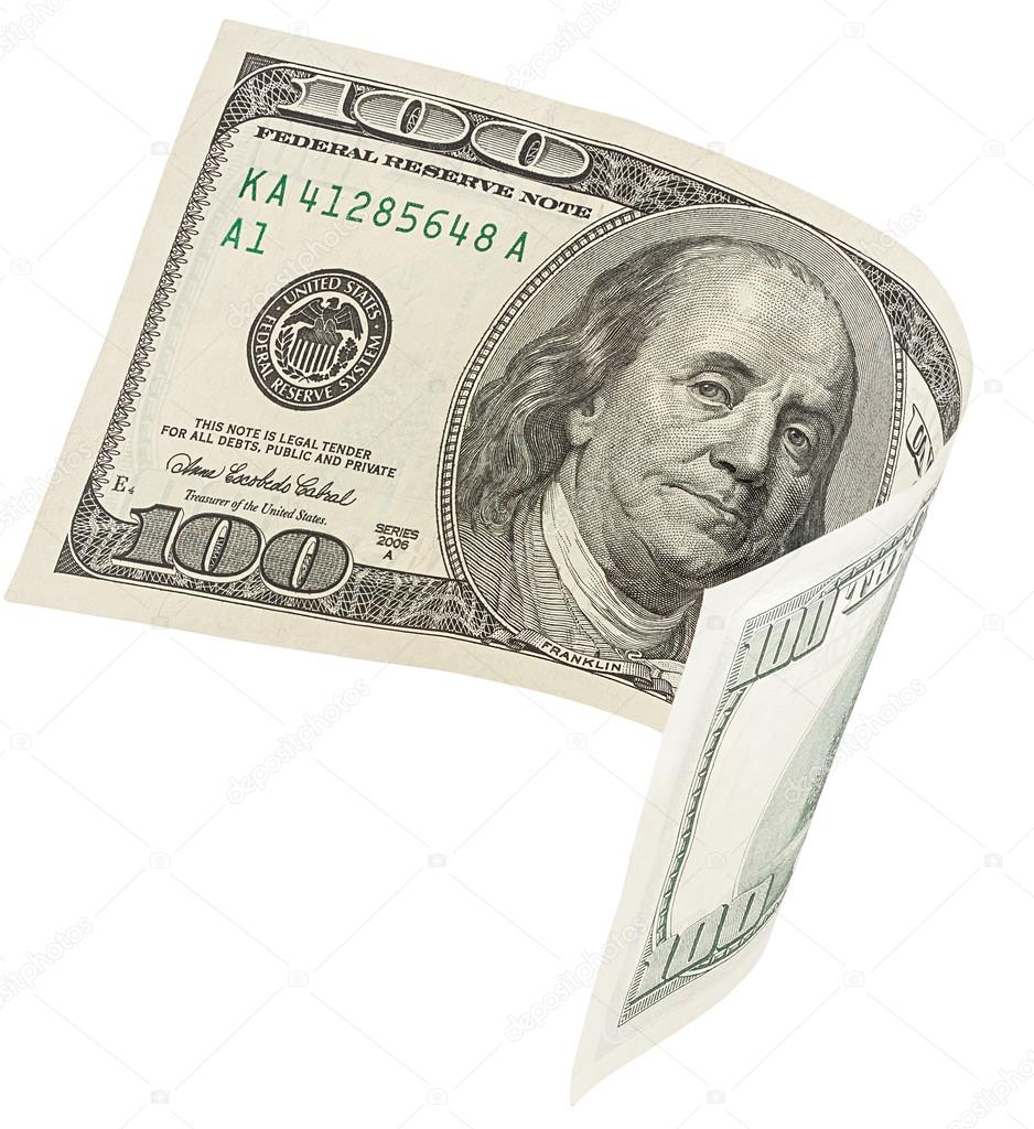 one hundred dollar banknote with clipping path
