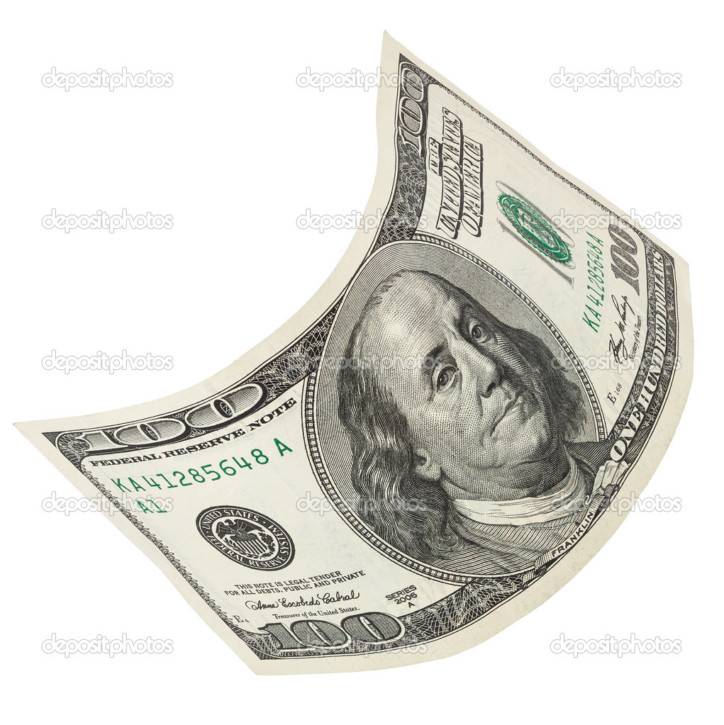 one hundred dollar banknote with clipping path