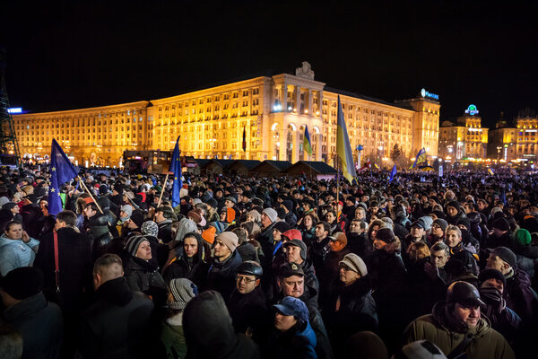 KIEV, UKRAINE - NOVEMBER 29: Pro-Europe protest in Kiev