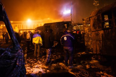Kiev, Ukrayna - ö. 20 Ocak 2014: şiddetli çatışma ve anti