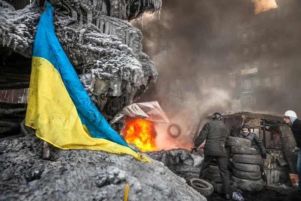 KIEV, UKRAINE - 25 janvier 2014 : Manifestations massives contre le gouvernement — Photo