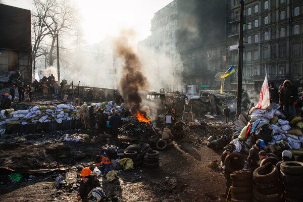 KIEV, UKRAINE - January 26, 2014: Mass anti-government protests