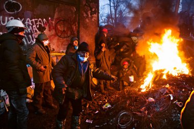 Kiev, Ukrayna - ö. 26 Ocak 2014: euromaidan protestocular dinlenme ve