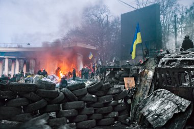 Kiev, Ukrayna - ö. 26 Ocak 2014: euromaidan protestocular dinlenme ve