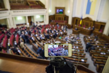 KIEV, UKRAINE - February 22, 2014: Verkhovna Rada of Ukraine. clipart