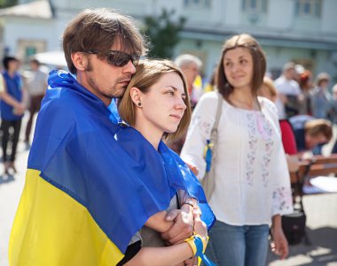 Uzhgorod, Ukrayna - ö. 1 Nisan 2014: putin gösteri Ukrayna'nın birlik ve feshi Ukrayna karşı Rus saldırı desteklemek anti.