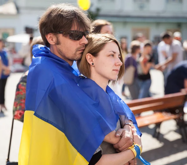 Uzhgorod Ucrania Mayo 2014 Manifestación Contra Putin Apoyo Unidad Ucrania — Foto de Stock