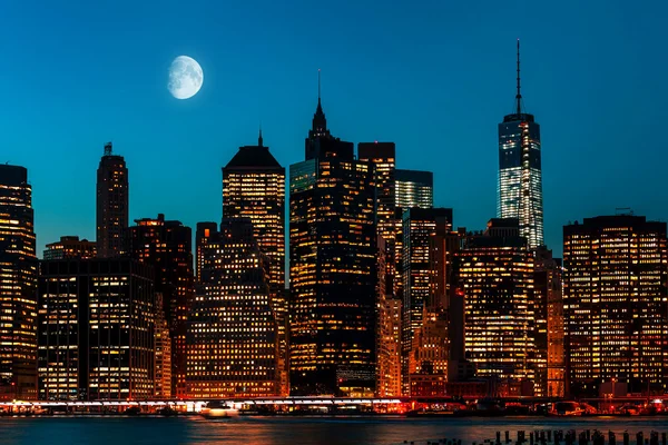 Manhattan på natten — Stockfoto
