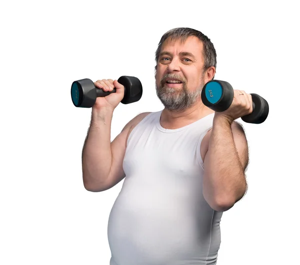 Hombre haciendo ejercicio con pesas —  Fotos de Stock