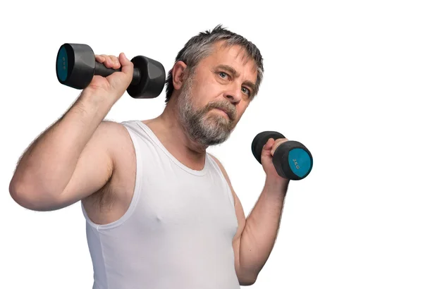 Hombre haciendo ejercicio con pesas — Foto de Stock