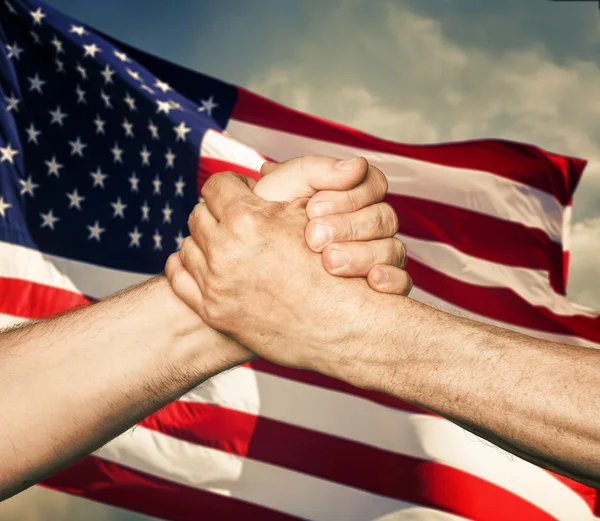 Patriotic concept. Handshaking — Stock Photo, Image