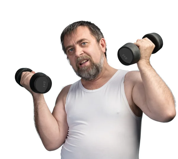 Hombre haciendo ejercicio con pesas —  Fotos de Stock