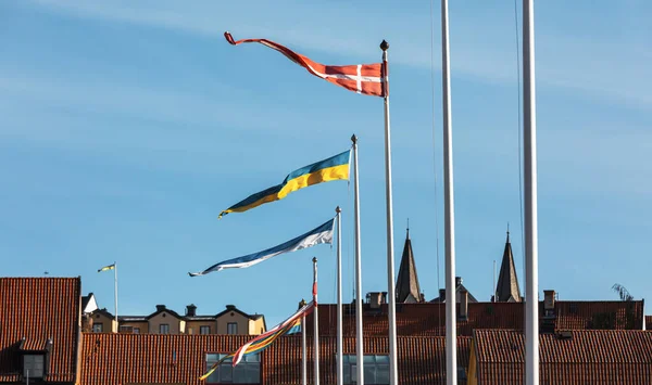 Visby Gotland Sweden Οκτ 2021 Σημαίες Από Διαφορετικές Χώρες Και — Φωτογραφία Αρχείου