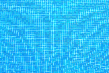 Blue tiles on the bottom of the pool. Ripples distorting the blue tile lining of a pool. Top view swimming pool  clipart