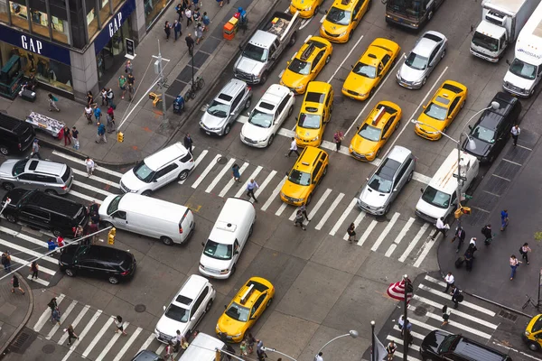 Nueva York City Septiembre 2017 Vista Superior Gran Número Taxis — Foto de Stock