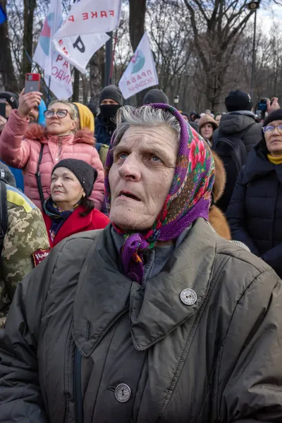 Kyiv Ukraine Nov 2021 Several Hundred People Protest Coronavirus Restrictions — Stock Photo, Image