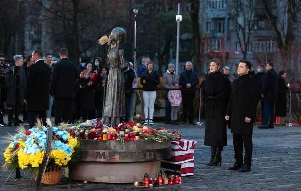 Quiiv Ucrânia Novembro 2021 Presidente Vladimir Zelensky Com Cônjuge Homenageia — Fotografia de Stock