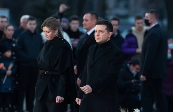 Kyiv Ucrania Noviembre 2021 Presidente Vladimir Zelensky Con Cónyuge Honra — Foto de Stock