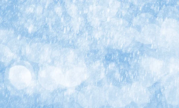 Abstracte Achtergrond Met Bokeh Lichten Sneeuw Afbeelding Lichtblauwe Toon — Stockfoto