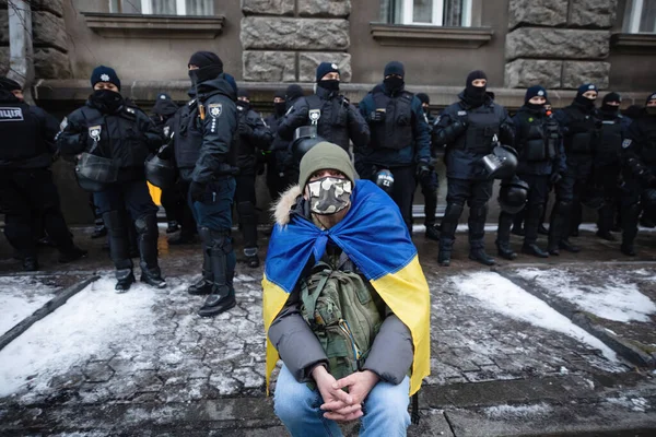 Kyiv Ukraine Januari 2022 Massprotest Mot Godtycke Och Diktatur Nära — Stockfoto