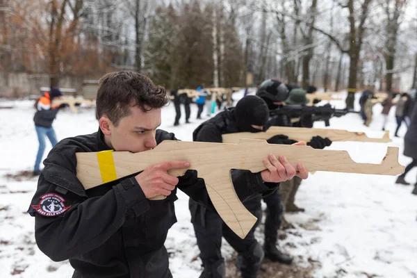 Kyiv Ukraine Février 2022 Exercices Défense Territoriale Milieu Menace Une — Photo