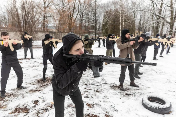 Kiew Ukraine Februar 2022 Territoriale Verteidigungsübungen Inmitten Einer Drohenden Russischen — Stockfoto