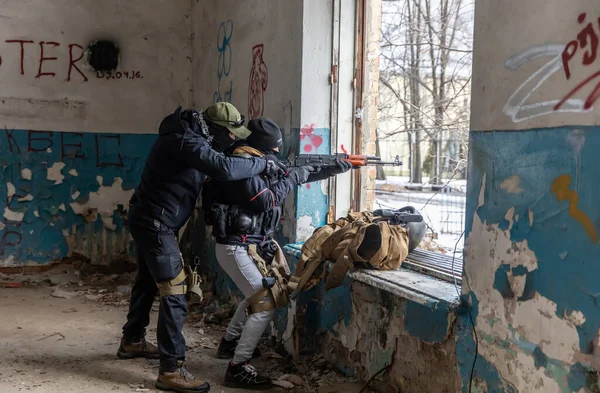Kyiv Ucraina Febbraio 2022 Esercizi Difesa Territoriale Mezzo Alla Minaccia — Foto Stock