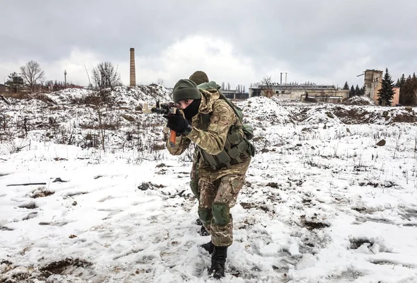 Kyiv Ukraine Φεβρουαρίου 2022 Ασκήσεις Εδαφικής Άμυνας Μέσω Απειλής Ρωσικής — Φωτογραφία Αρχείου