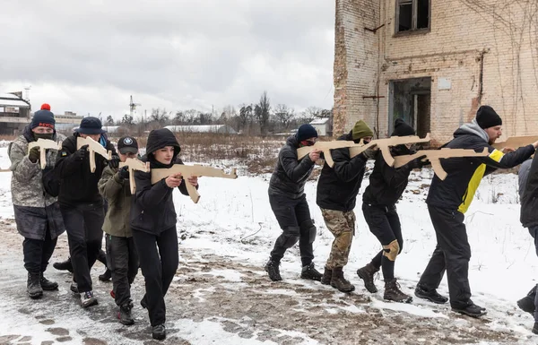 Kyiv Ukraine Şubat 2022 Rus Ordusunun Ukrayna Işgal Tehdidi Altında — Stok fotoğraf