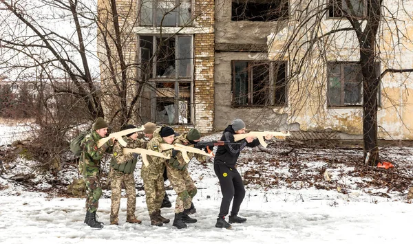 Kyiv Ukraine Februari 2022 Territoriale Verdedigingsoefeningen Midden Van Dreiging Van — Stockfoto