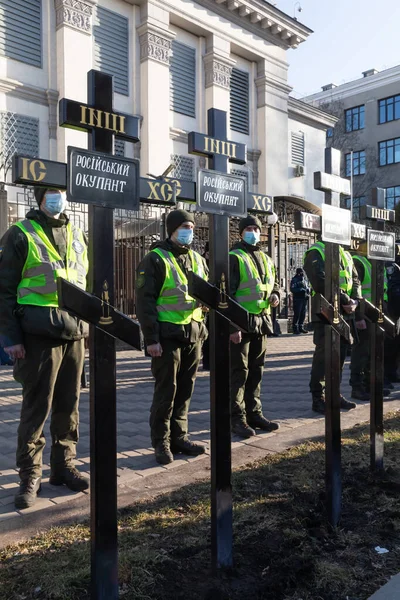 Kyiv Ukraine Feb 2022 Empire Must Die Protest Action Embassy — Stock Photo, Image