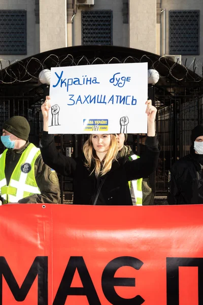 Kyiv Ukraine Feb 2022 Empire Must Die Protest Action Embassy — Stock Photo, Image