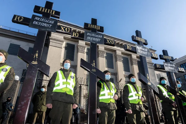 Kyiv Ukraine 2022 제국이 죽어야 만한다 키예프에 러시아 대사관 근처에서의 스톡 사진