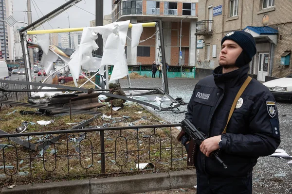 Kyiv Ukraine Feb 2022 War Russia Ukraine Debris Russian Rocket — Stock Photo, Image