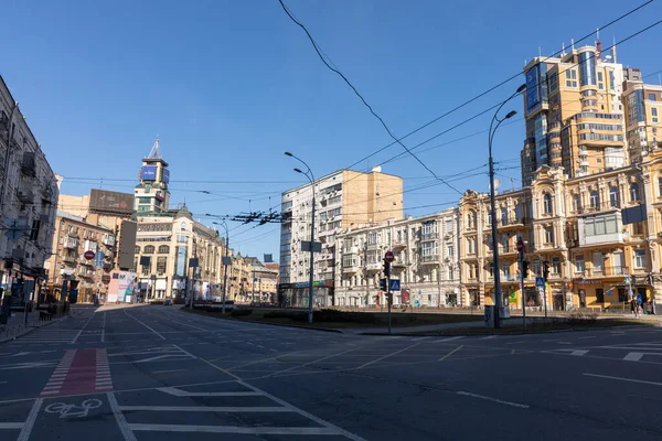 Kyiv Ukrajina Února 2022 Válka Ruska Proti Ukrajině Prázdné Ulice — Stock fotografie