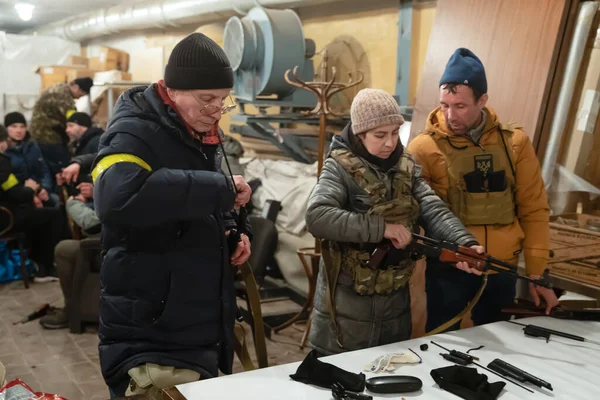 Kyiv Ukrajina Února 2022 Válka Ruska Proti Ukrajině Územní Obrana — Stock fotografie