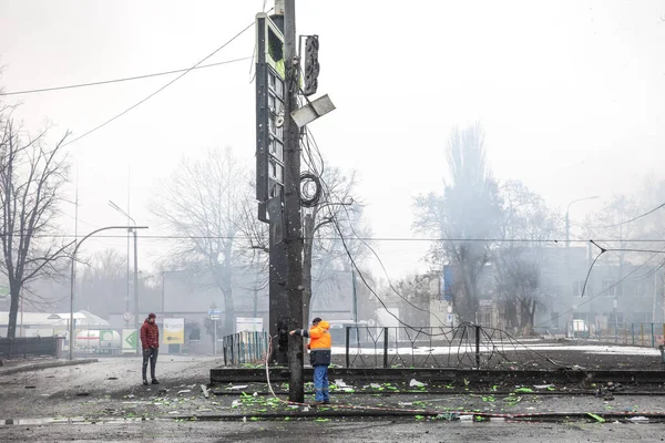 Kyiv Ukraine Maart 2022 Oorlog Van Rusland Tegen Oekraïne Straten — Stockfoto