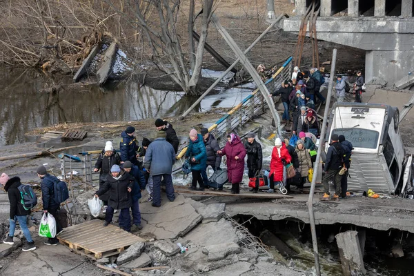 Irpin Ukraine Maart 2022 Oorlog Oekraïne Duizenden Inwoners Van Irpin — Stockfoto