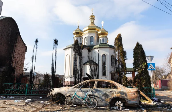 Irpin Ukraine Marmar 2022 Війна Україні Хаос Спустошення Околицях Ірпена — стокове фото