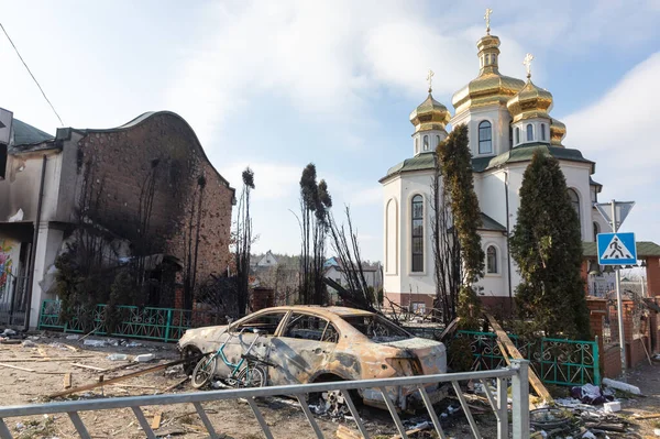 Ирпин Украина Март 2022 Война Украине Хаос Опустошение Окраине Ирпина — стоковое фото