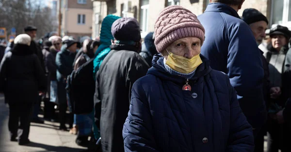 Kyiv Ukraine Maart 2022 Oorlog Van Rusland Tegen Oekraïne Rij — Stockfoto