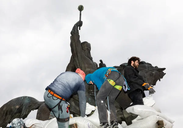 Kyiv Ukraine Maart 2022 Oorlog Oekraïne Monument Voor Hetman Sahaidachny — Stockfoto