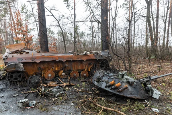 Dmitrivka Ukraine Nisan 2022 Dmitrievka Kiev Bölgesi Yakınlarındaki Rus Işgalcilerinin — Stok fotoğraf